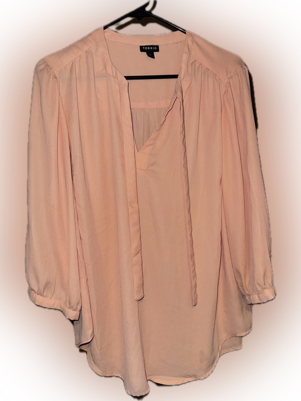 Torrid Peach Tie-Neck Blouse - Lightweight Women’s Top